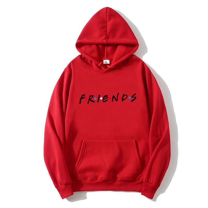 Women's Hooded Long Sleeve Graphic Hoodie Loose Fit Preppy Style FRIENDS Letter Print Pullover Sweatshirt Casual Warm Top for Spring Daily Outfit