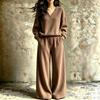 Women's Casual V-Neck Loose Fit Two-Piece Set, Fall Winter Loungewear