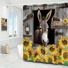 Vibrant Donkey Sunflower Shower Drapery - Machine Washable, Gift Polyester Fabric With Hooks Included - Perfect For Bathroom Dec