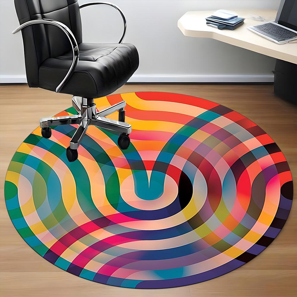 1pc Colorful Swirl Pattern Chair Carpet for Office Non-Slip, Machine Washable Rug for Office, Room - Holiday Decor, Machine Made yy251016053
