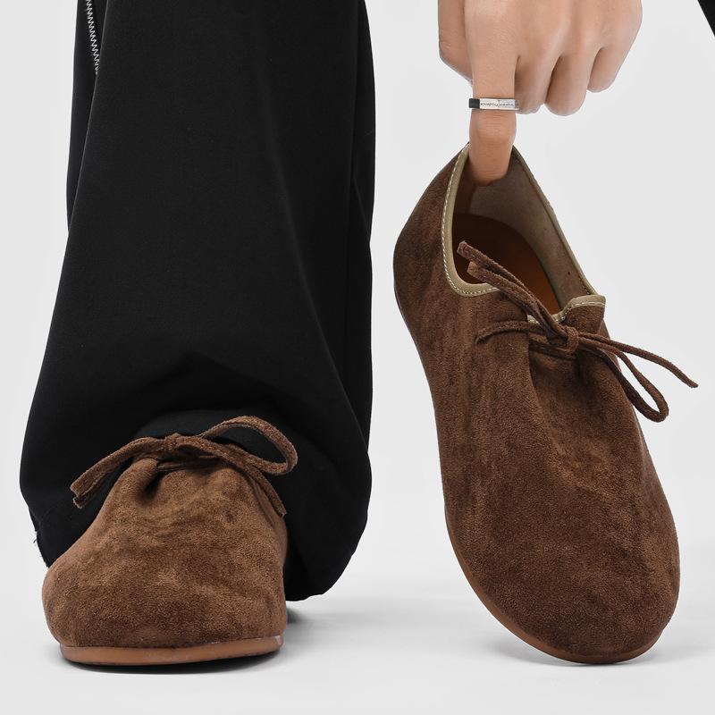 Retro temperament single shoes brown round