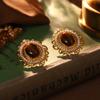 Court style medieval flower earrings retro niche exquisite temperament earrings pearl design versatile earrings