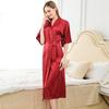 Women's Long Silk-Like Bathrobe - Solid Color Kimono Cardigan for Brides or Lounging