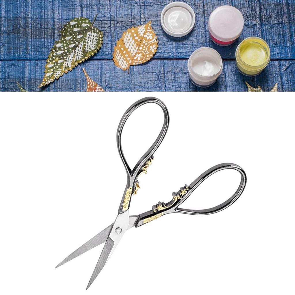 1pc Stainless Steel Tailor Scissors Household   Sewing Accessories(black with gold pattern)