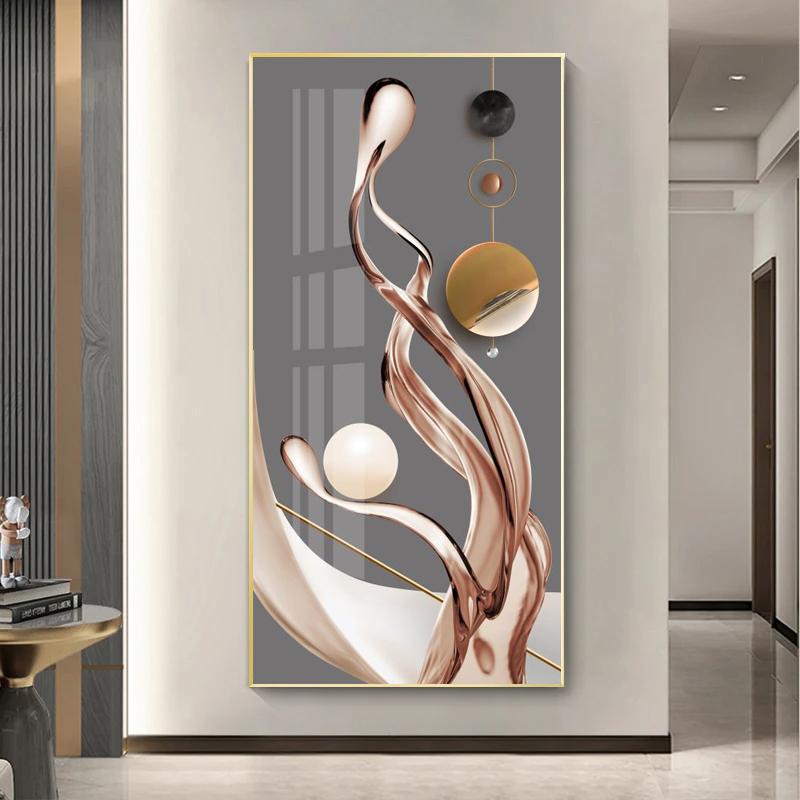 Abstract Luxury Golden Canvas Painting Rich Tree Light Wall Art Deer Posters and Prints for Living Room Porch Corridor Decor