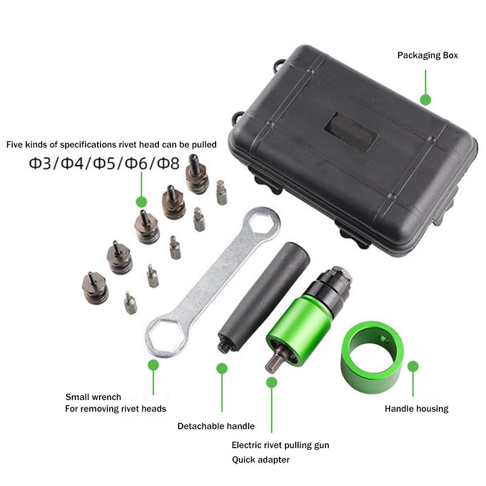 Electric Rivet Gun Removable Electric M3~M8 Rivet Nut Gun Adapter Insert Nut Pull Riveting Tool for Electric Drill/Hand Wrench