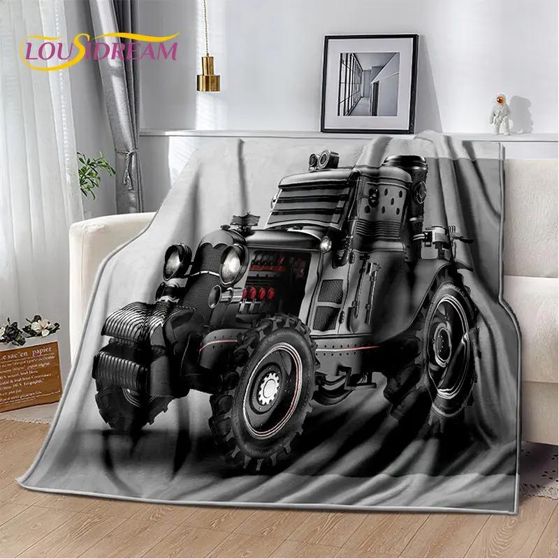 Car Tractor Truck Series Pattern Soft Plush Blanket,Flannel Blanket Throw Blanket for Living Room Bedroom Bed Sofa Picnic Cover