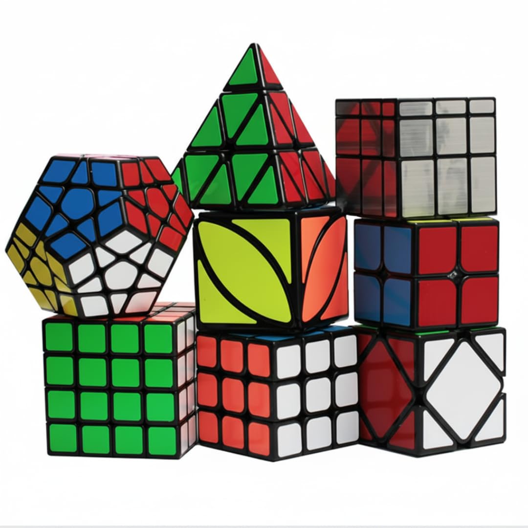TS Corp. 8-Piece Rubix Cube Puzzle Set, Professional Educational Toy, Easy to Turn, Bright Colors, Safe, Tasteless Learning & Education Puzzle Cube To