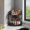 Corner Kitchen Rack: Multi-functional Triangle Knife Holder & Seasoning Jar Storage Organizer.