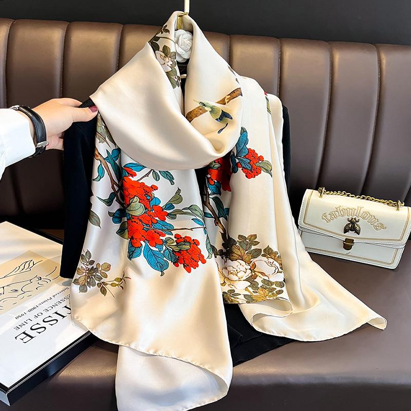 Silk Scarf Women's Autumn and Winter Long Scarf Foreign Fashion New Versatile Matching Shirt High-end Thin Scarf