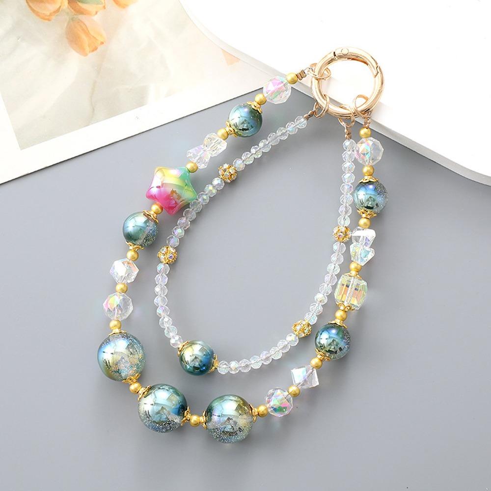 Colorful Beads Beaded Phone Chain Bowknot Phone Hanging Rope  Mobile Phone Pendant