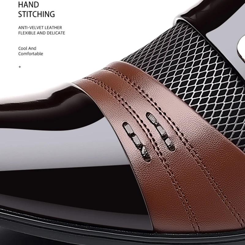 Men's Casual Leather Shoes Luxury Business Dress Shoes Fashion Pointed Toe Patent Leather Shoes Classic Slip-On Loafers Oxfords