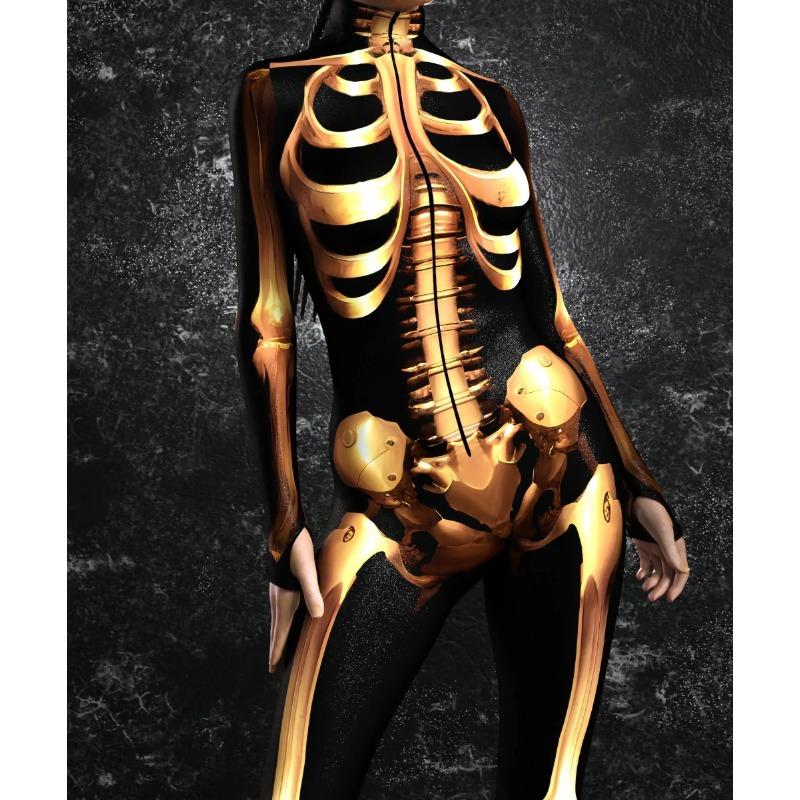 Combinaison Squelette Halloween Enfants Adulte Fantôme Cosplay Punk Body Unisexe Zombie Fête Costume Zentai Festival Sexy Combinaison de Cyclisme