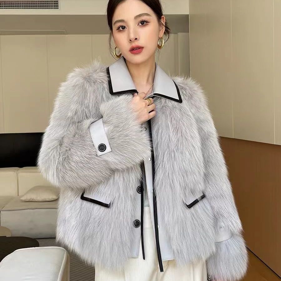 Thickened imitation fox fur imitation fur jacket women's light coat New winter temperament