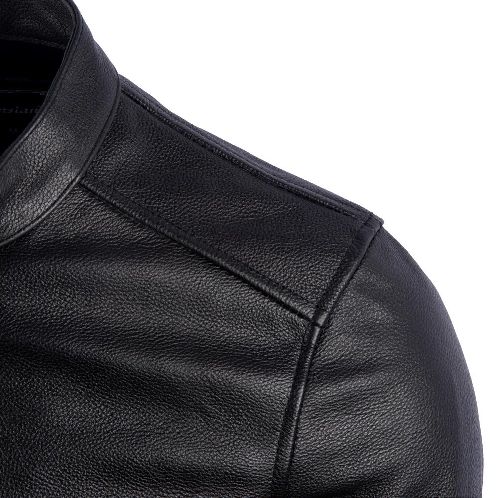Real Cowhide Genuine Leather Jacket Men Black Motorcycle Coat Mens Biker Clothes Spring Autumn Asian Size