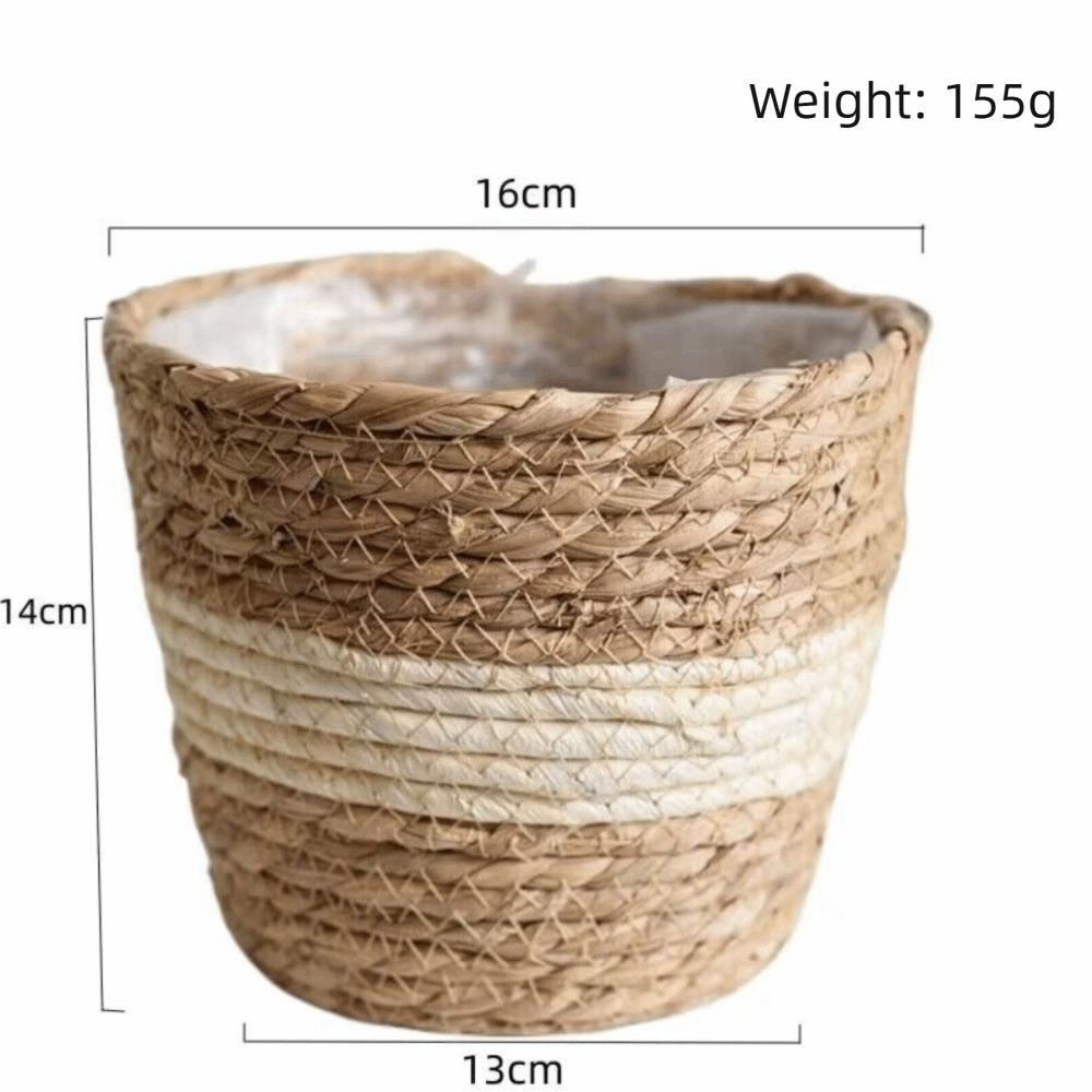 Weaving Straw Flower Basket Storage Function Storage Basket Woven Grass Flower Pot  Garden