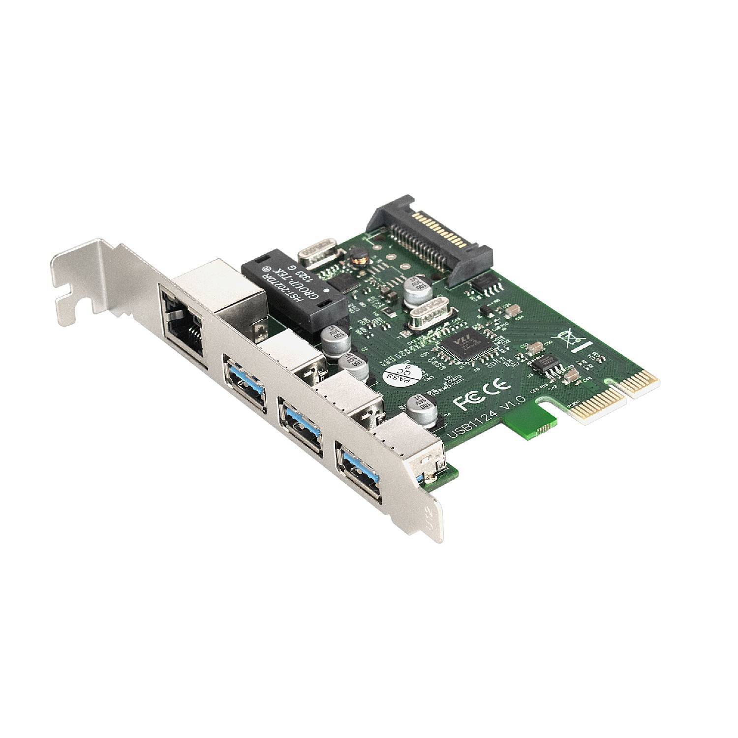 

Контроллер Exegate Exe-361 pci-e X1 V2 0 3 usb3 0 Ext Lan Utp 1000 Мбит/с Дополнительный разъем питания Чипсет Vl805 Rtl8153b