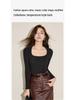 10A Antibacterial Women's Warm Velvet Long-Sleeve Top with Chest Pads, Self-Heating for Autumn/Winter