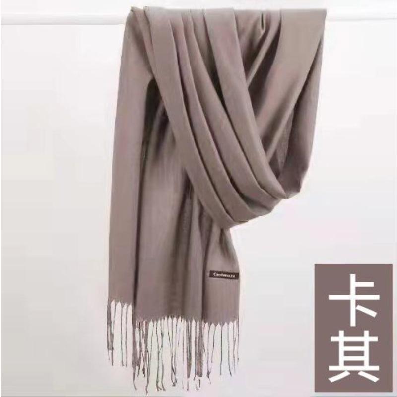 Solid color cashmere bristle scarf women's autumn and winter warm versatile gift shawl factory
