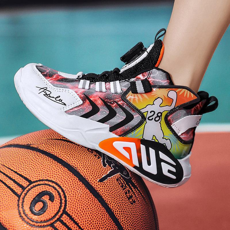 Winter boys' cotton shoes, children's basketball shoes, mid-top leather velvet thermal sports shoes, children's cotton shoes, one piece 2025