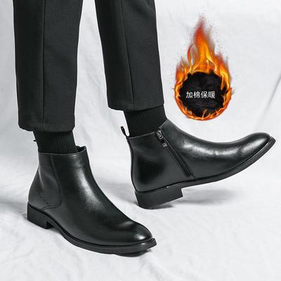 Brytyjskie buty Chelsea w stylu vintage Męskie buty Krótkie buty Skórzane buty z polaru Buty Martin Plus Size Buty Męskie