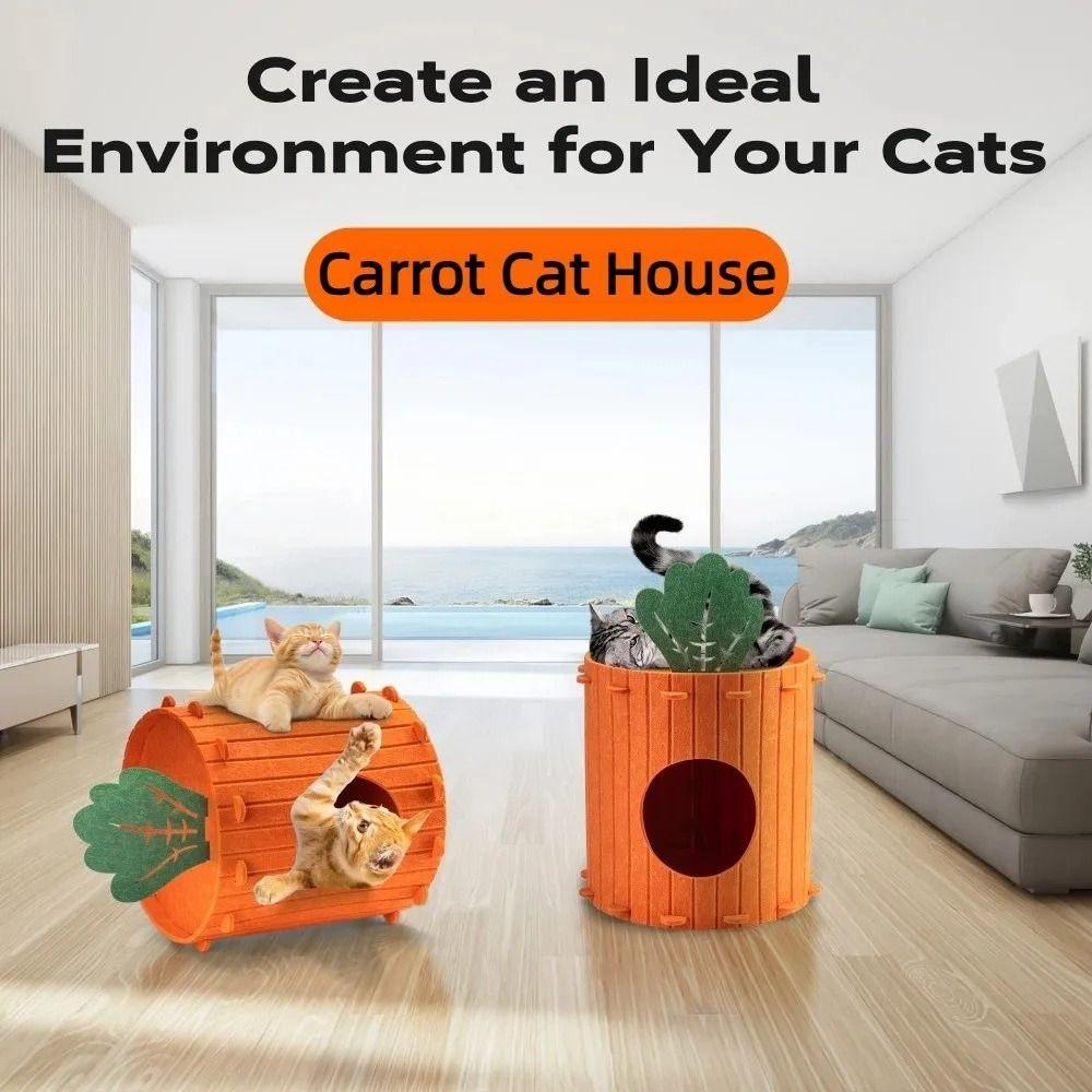 Soft & Durable Carrot Cat Nest Wear-resistant Cat Hideaway Cave Pet Cave House  All Season