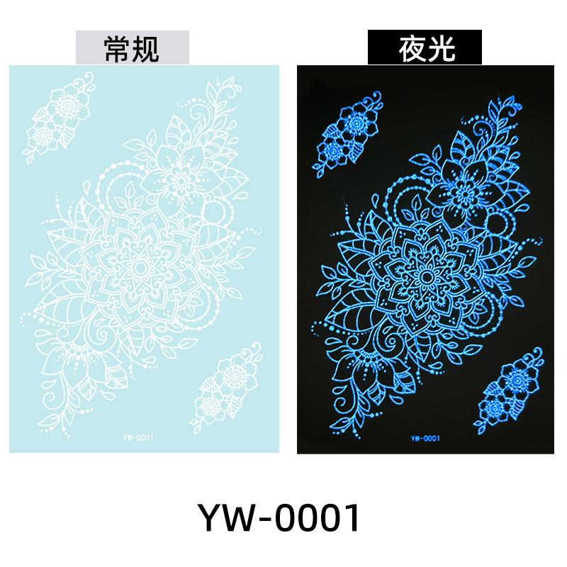 Glow In The Dark Indian Lace Tattoo Stickers - Henna Style Hand Body Art