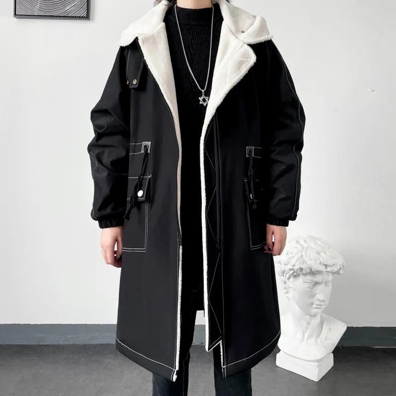 Winter Coat Men Hooded Thick Trench Coat Men Fashion Windbreakers Casual Jackets Hip Hop Streetwear Coat S-3XL