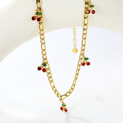 Girls Fashion Cherry Pendant Earrings Bracelets Necklaces Jewelry INS Design Creative Stainless Steel Luxury Accessories