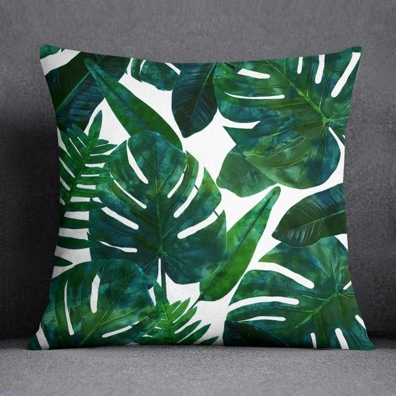 Green Leaf Pattern Decorative Pillowcase Cushion Pillowcase Bedding Decoration