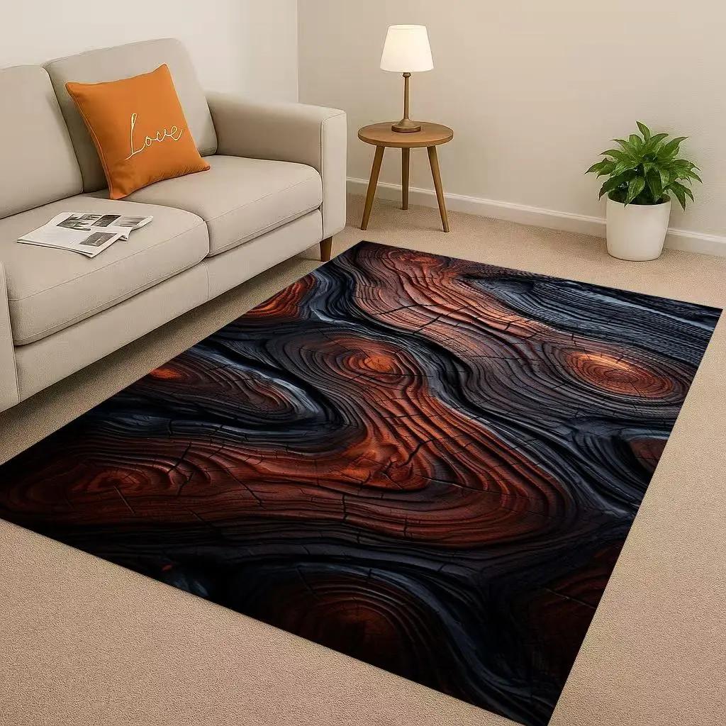 Classic Wood Grain Tree Growth Ring Brown Gray Living Room Non-Slip Area Rug Carpet For Bedroom Playroom Sofa,Home Decor Doormat