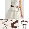 Retro Bohemian Waist Cord With Fabric Flower Embellishment For Dress Styling