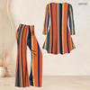 Women Plus Size V Neck Three Quarter Sleeve Printed Flared Top Flared Pants Two Piece Set
