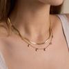 Stainless Steel Layered Snake Chain Necklace 18K Gold Plated Herringbone Chain Heart Station Statement Necklaces Fashion Jewelry