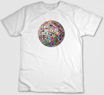 Globus mit Weltflagge, Kurzarm T-Shirt Herren / Damen G081