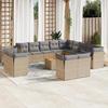 VidaXL Garden Lounge Set with Cushions 14 Pcs Beige Wicker 3223959