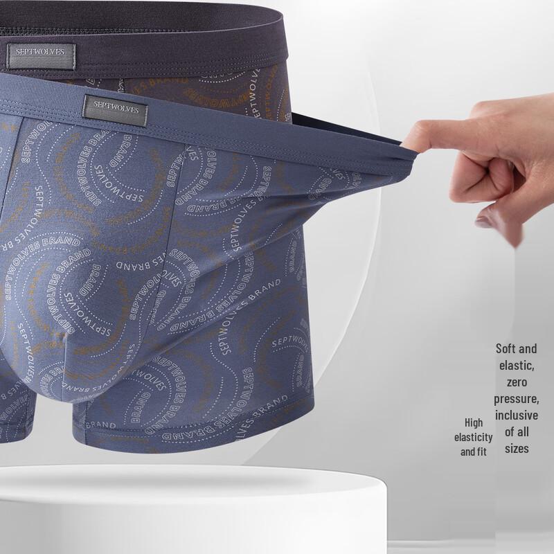 Septwolves Men's Letter Print Antibacterial Boxer Briefs 3-Pack
