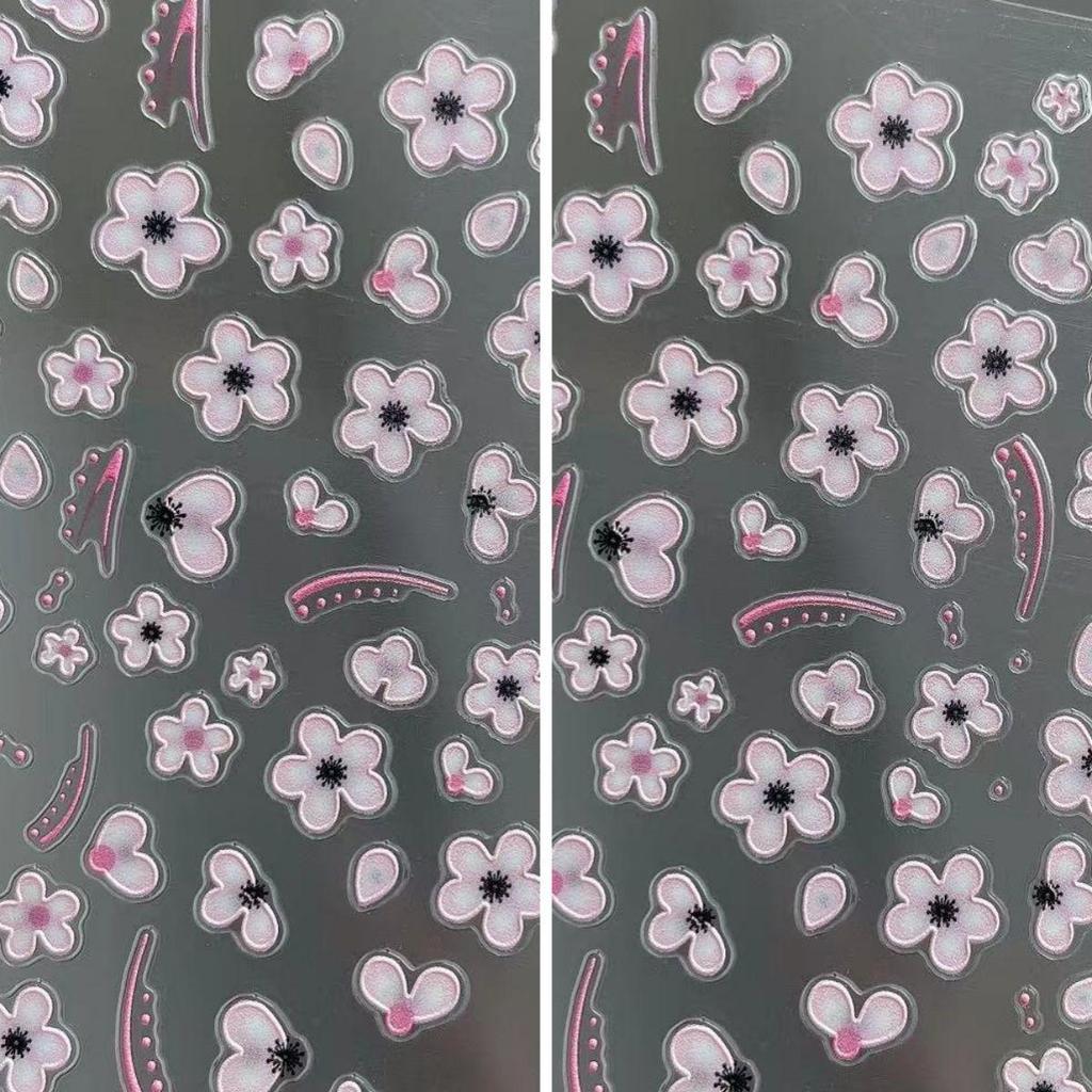 New 3D Embossed Camellia Pearl Nail Art Stickers – Waterproof Floral Decals