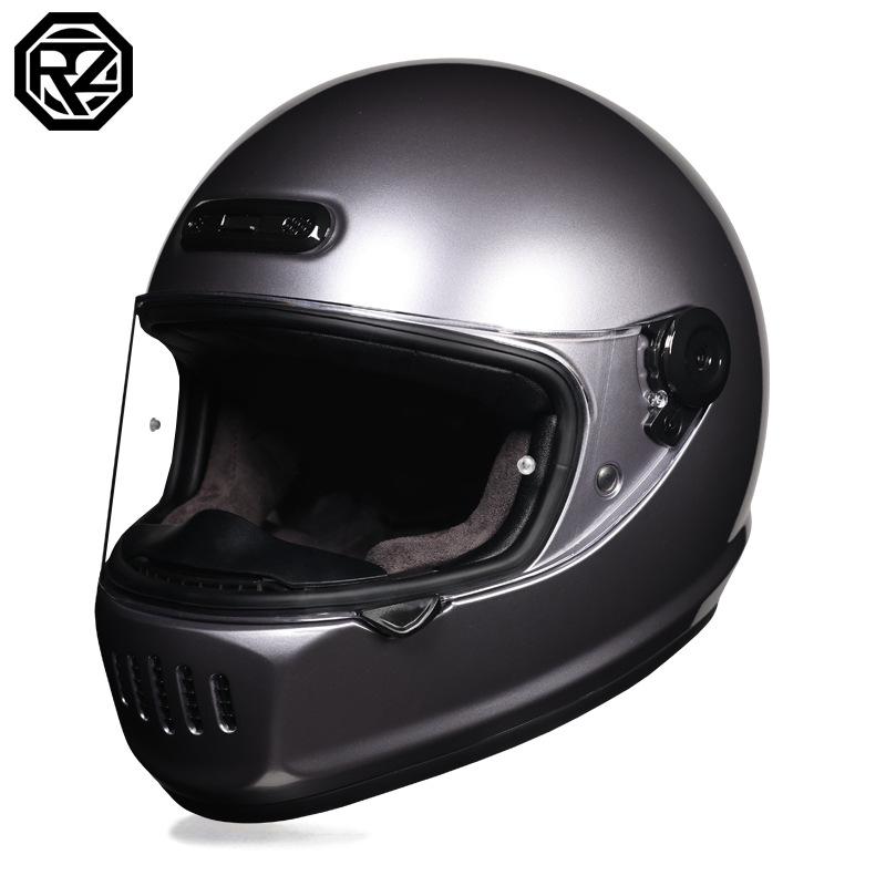 Orz Motorcycle Retro Full-face Helmet for Men, Winter, Stylish and Cool, for Women, Trendy, Racing, Cruiser, Retro Helmet, Suitable for All Seasons