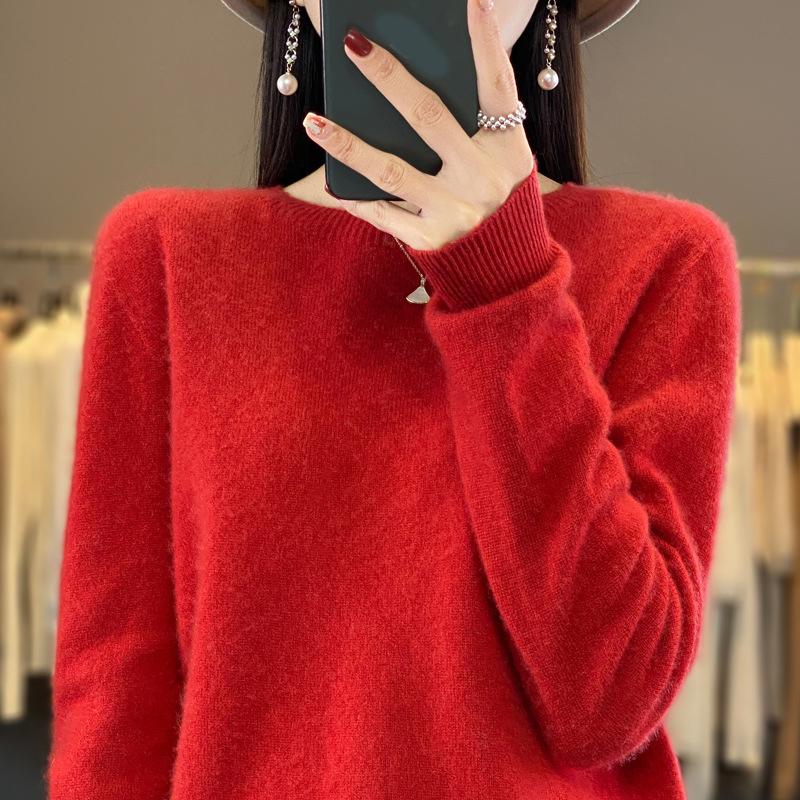 Sweater Women O-neck Cashmere Knitwear Female Pullover Autumn Winter Casual Tops Solid Color Soft Clothing