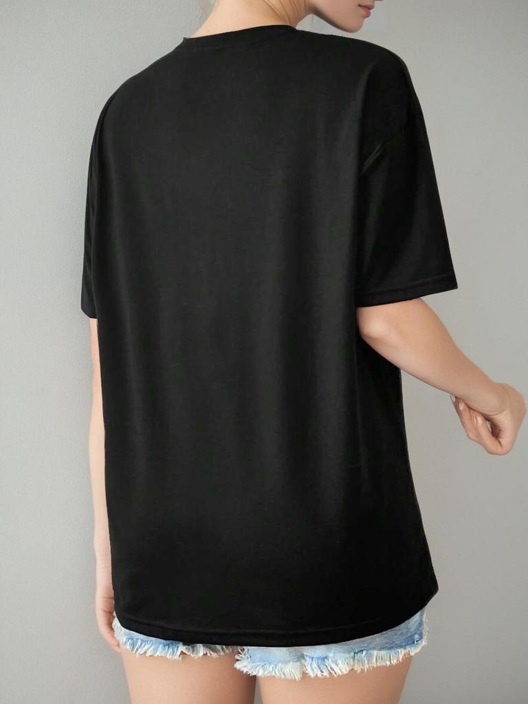 2025 Women's Casual Loose-Fit European & American High Street Printed Short Sleeve T-Shirt Trend Top