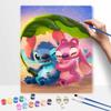 Disney Stitch And Angel Oil Art Painting Kit Home Wall Decor Handmade Gift Lilo Cartoon Beach Sunset Lover Artwork Canvas Wall Decor