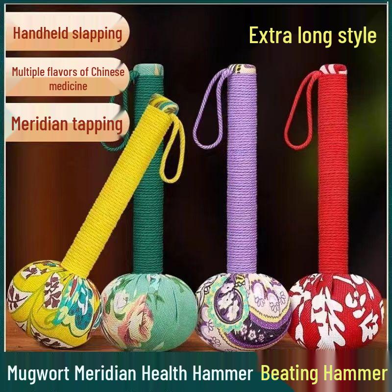 Handmade Cartoon Silk Mugwort Meridian Tapping Massage Hammer with Tassel.
