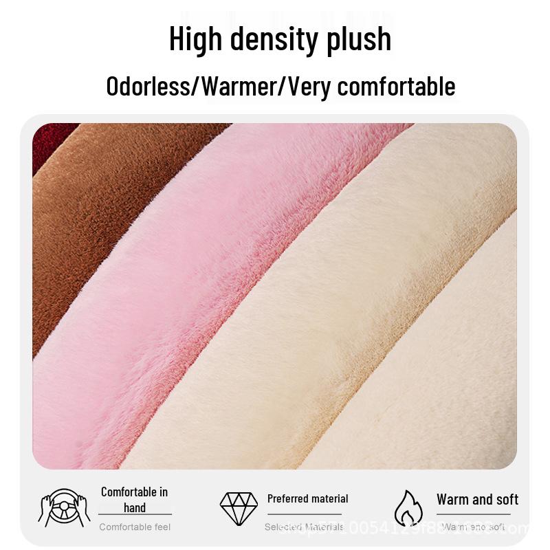 

Universal Winter Plush Suede Steering Wheel Cover - Warm and Decorative Pink 2-piece