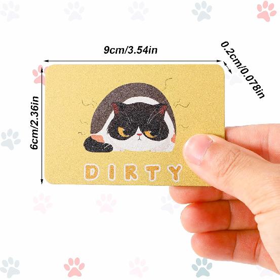 2pcs Magnetic Dishwasher Clean Dirty Signs Cat, Double-Sided Reversible Pet Cat Magnet Funny Kitchen Accessories Clean and Dirty Sign for Dishwasher