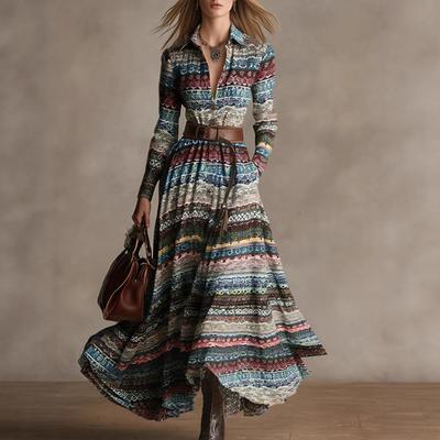 Women's V,neck Single,breasted Split Irregular Hem Pocketed Maxi Dress