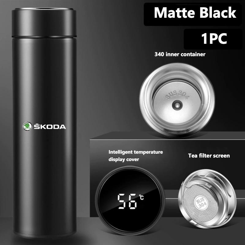 ICPG4 For Skoda Smart Thermo Mug Filter Coffee Drink Flask Temperature Display Cup Kamiq MK3 Roomster Rapid Kodiaq Karoq Fabia Enyaq