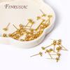 18K Gold-Plated Silver Needle Material Earrings DIY Jewelry Making Earrings Accessories 3/4MM Ball Post Earring with Closed Ring