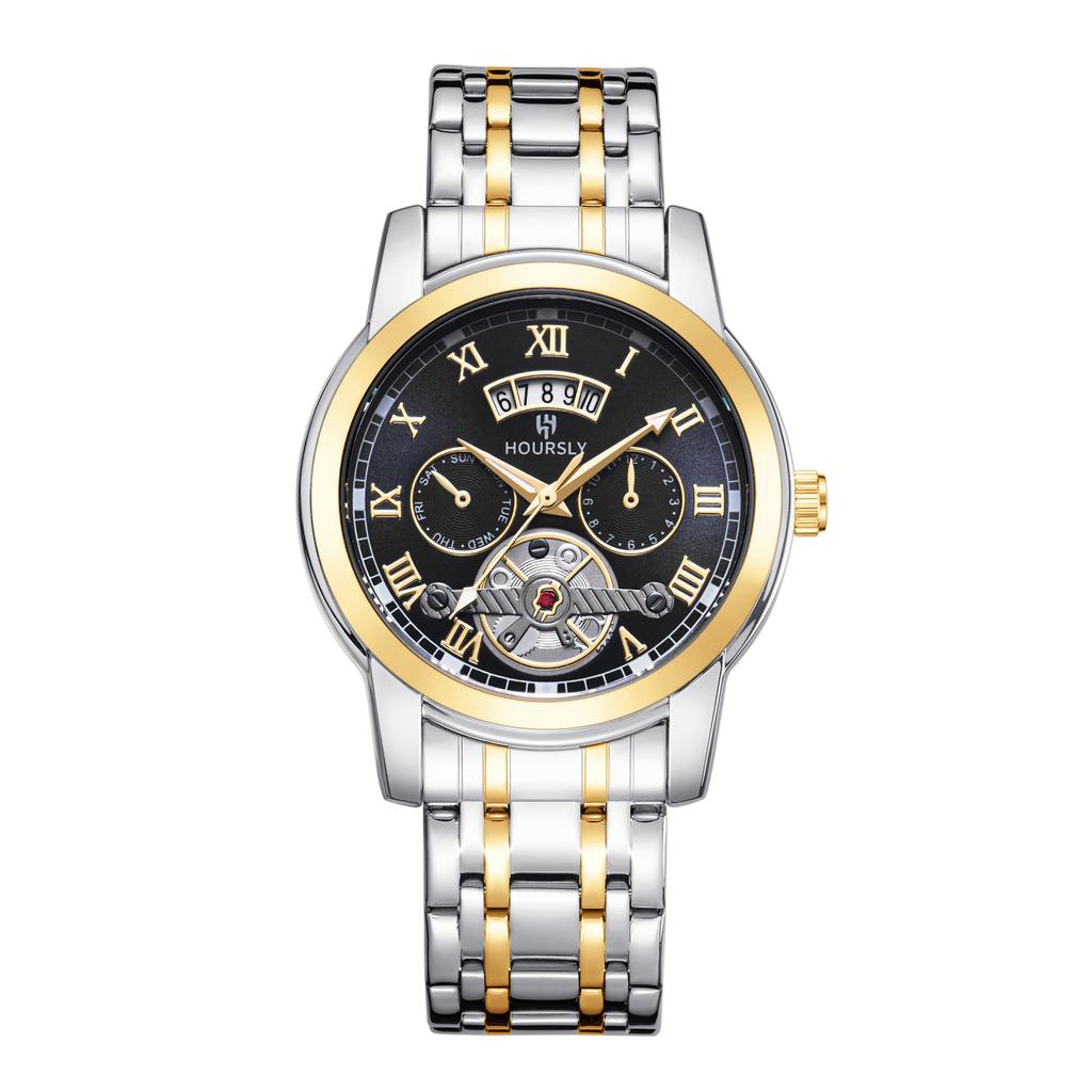 Fashion Men'S Watch, Simple Atmospheric Tourbillon Quartz Watch Fashion Business Steel Belt Watch