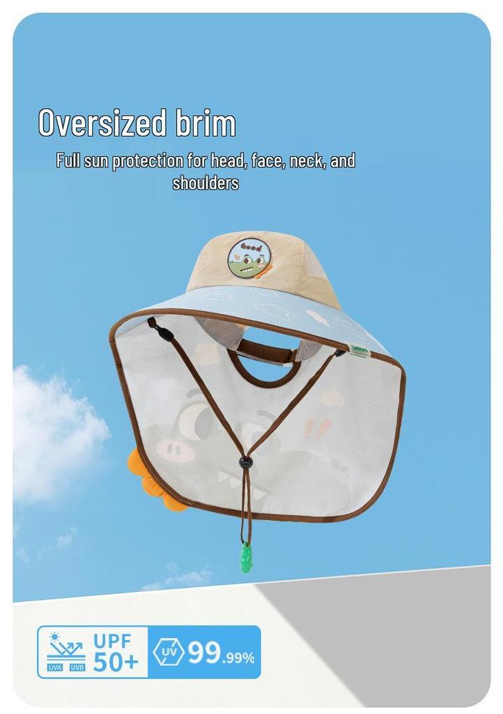 Dan Zai Kids' Wide Brim Summer Sun Hat with UV Protection and Shawl for Boys & Girls